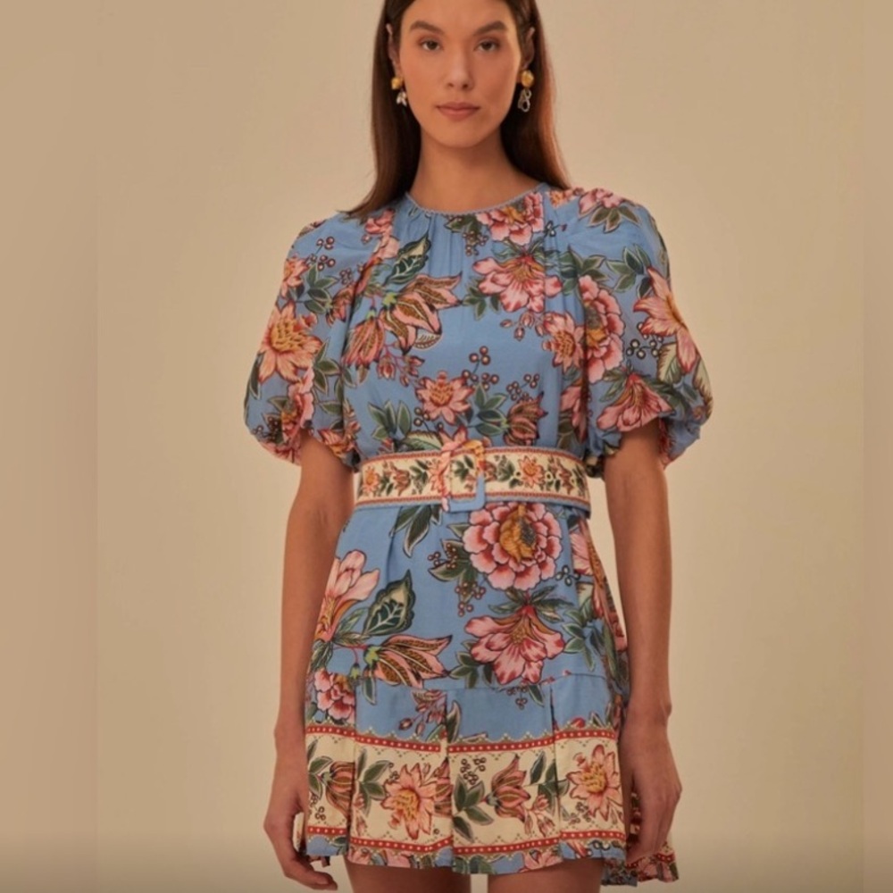 FARM Rio Floral Mini Dress - Blue and Pink